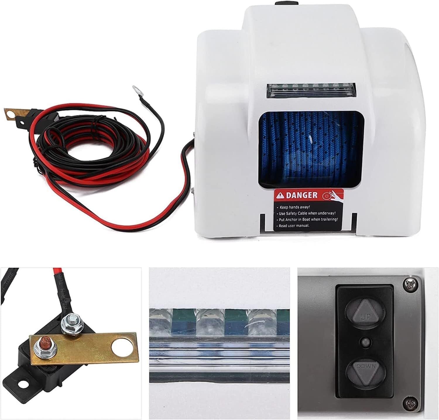 Boat Electric Anchor Winch 25 LB 12V Marine Anchor Winch Windlass Kit with Wired/Wireless Remote Control for Fishing Boat