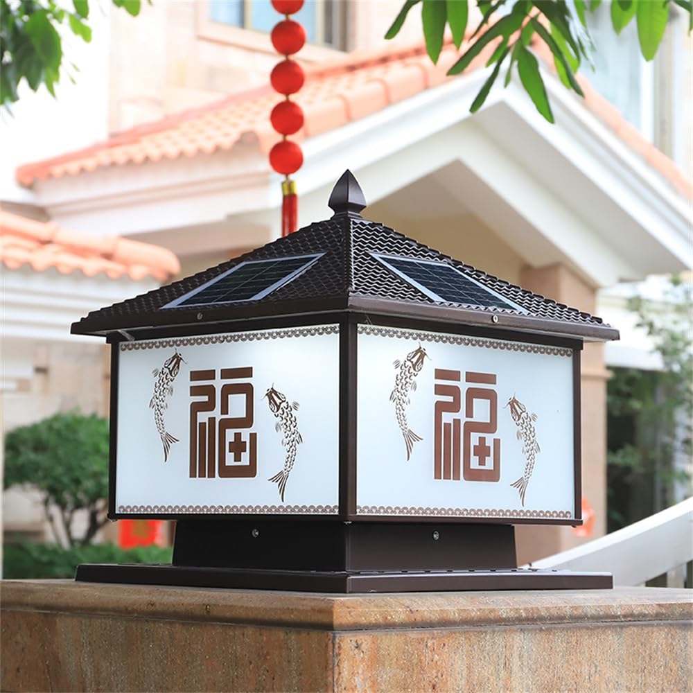 Esterno Solare Post Lampada Impermeabile per Moderno per la Casa Villa Giardino Cortile Portico che racchiude Parete Led Post Luci (M caffè D40CM 1pcs)