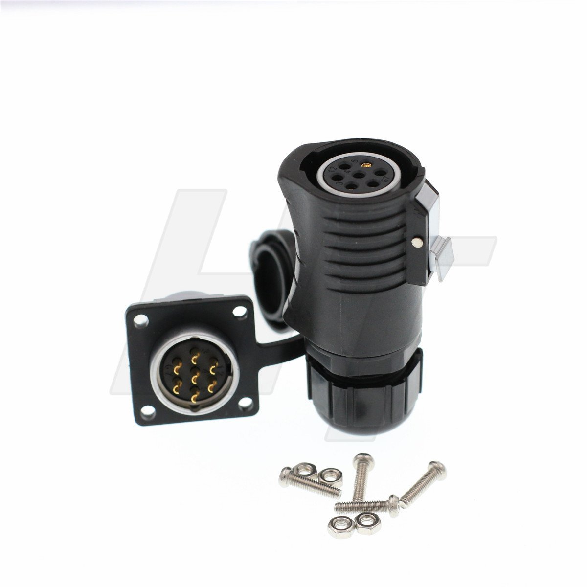 HangTon LP20 7 Pin Power Connector Circular Quick Connect Cable Plug Panel Mount Socket, 15 Amp Current, Male Female Connector