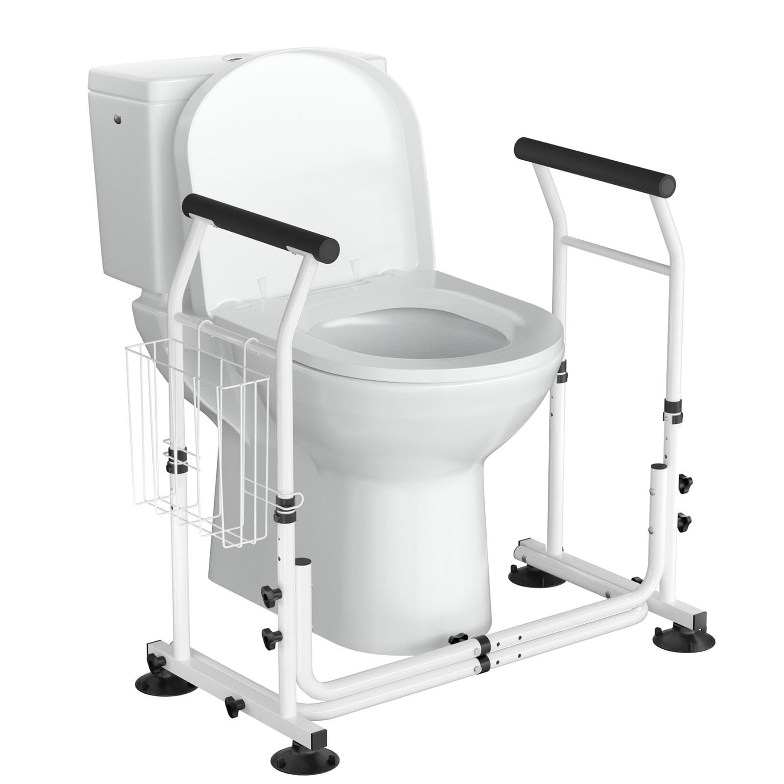 Toilet Safety Rails for Seniors, WAYES Toilet Safety Frame with Arms for Elderly, Handicap, Disabled, Adjustable Width and Height Fit for Most Toilets, 350lbs