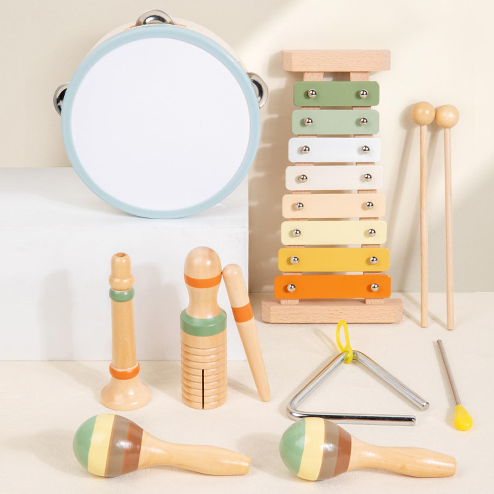 Interaktives Musikspielzeug, Rasseltrommel, Xylophon, Perkussionsspielzeug, Cartoon Holz für die frühe Musikerziehung, Kleinkindmusik