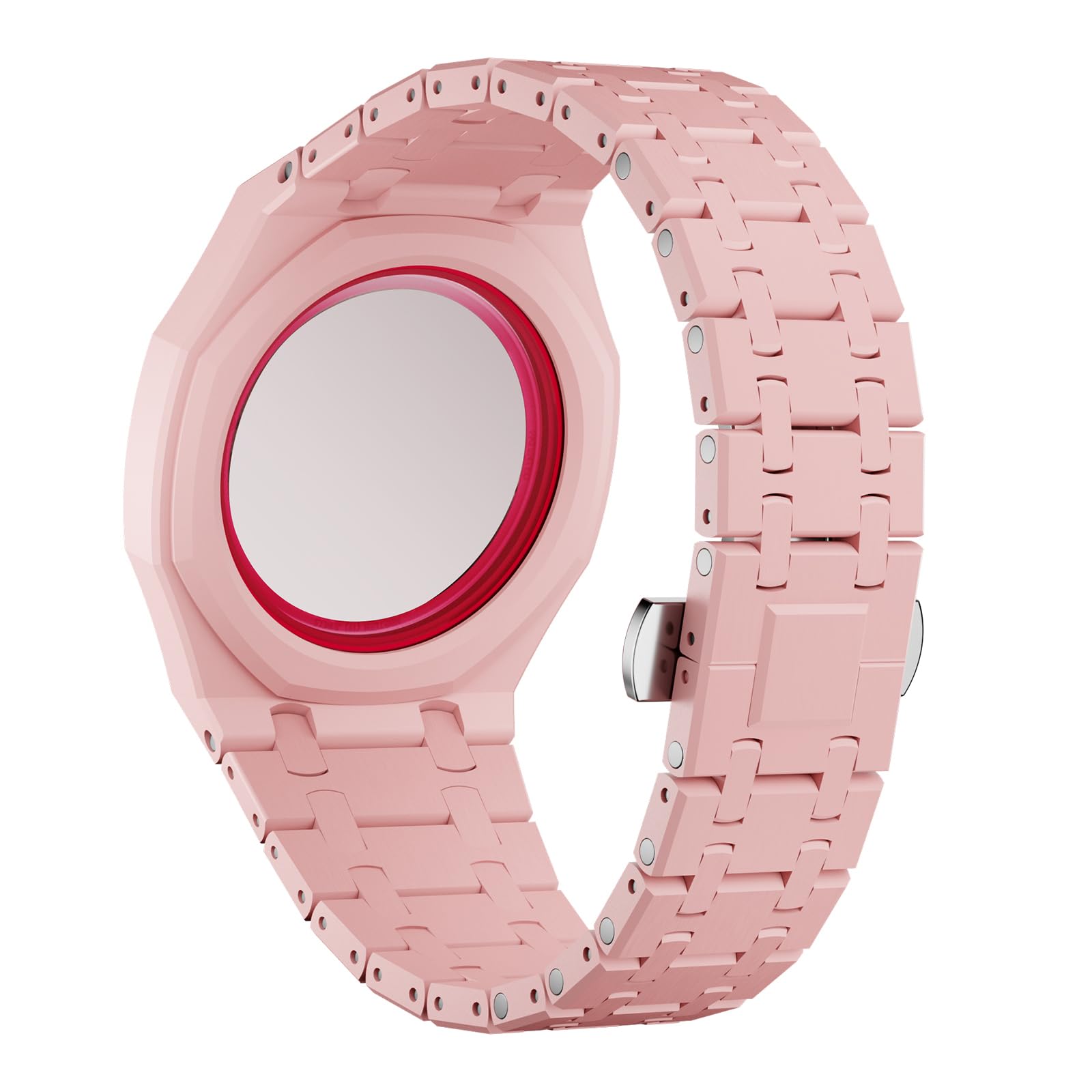 HTU Set di cinturini con cassa in ceramica, passa al di braccialetti in biomateriali per orologi da uomo e da donna, accessori di ricambio per il tuo orologio-Rosa