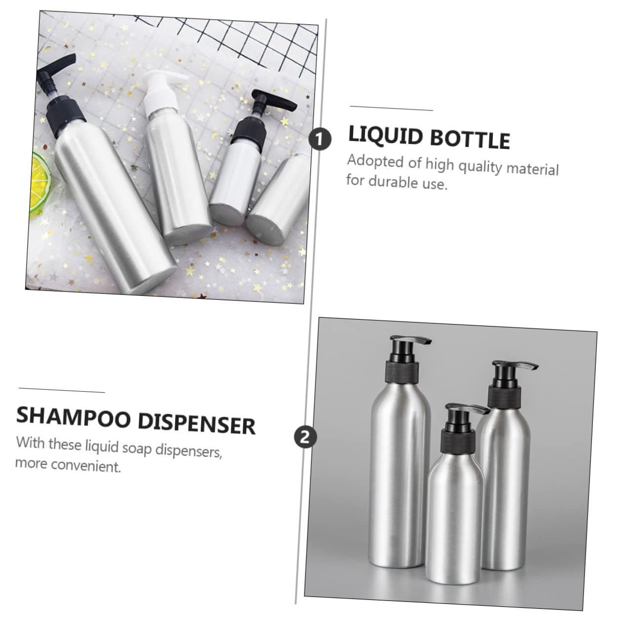 MAGICLULU 12 Stck Teiliges Aluminium Flaschen mit Schwarzem Pumpkopf Nachfüllbare Dusch und Shampooflaschen Spiralförmiger Lotion Spender für Körperpflege und Flüssigseife Bpa Frei Robust