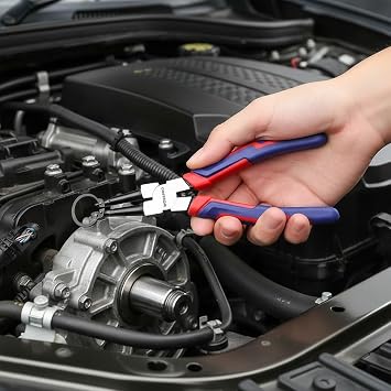 Workpro WP231151 180MM CR-V Eğri Uçlu Yaylı Profesyonel Dış Segman Pensesi, Kauçuk Saplı