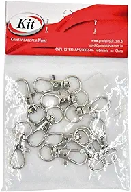 Chaveiro Mosquetão, Kit, 32 mm, Niquelado, Pacote com 10
