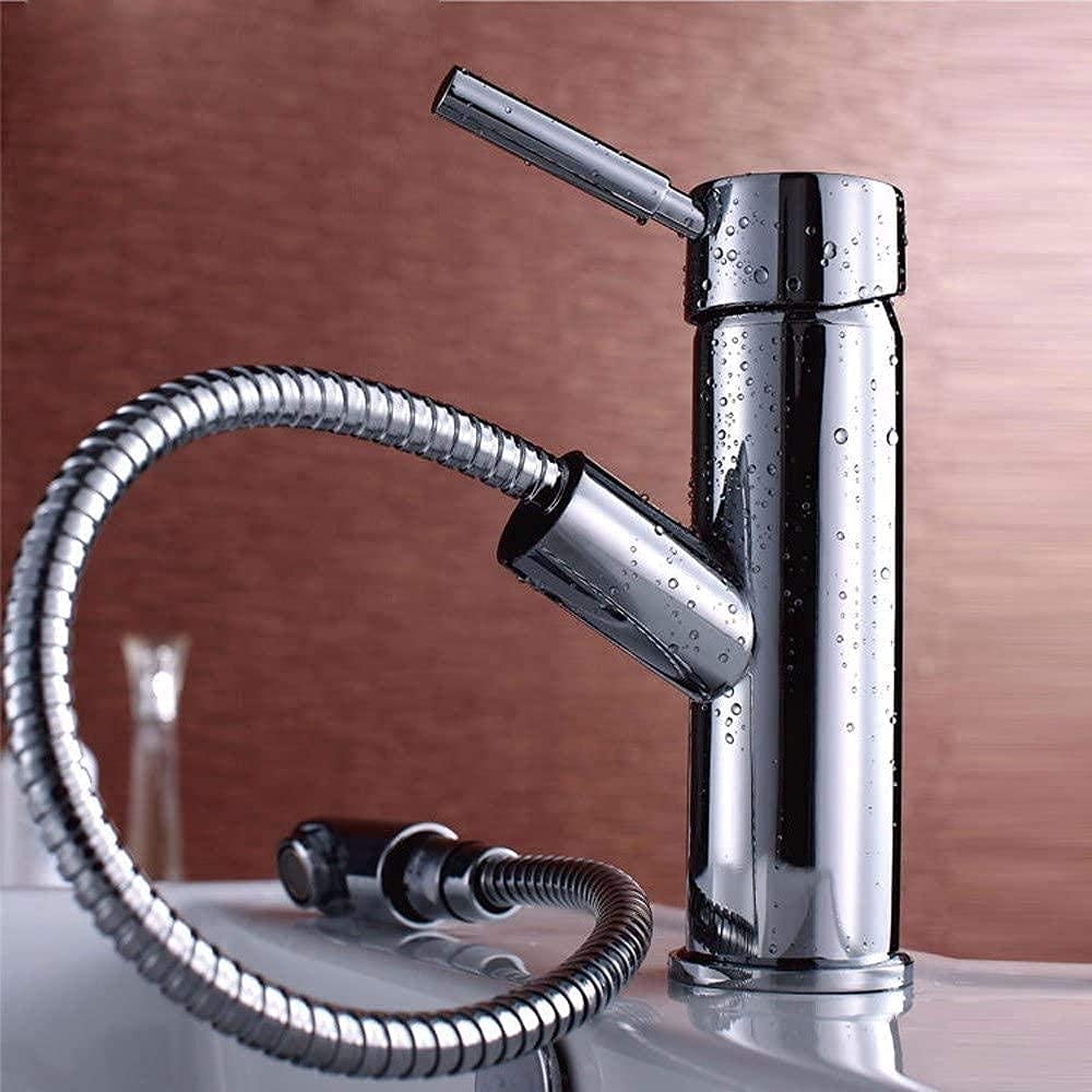 Robinet d'évier moderne en laiton avec tirette pour lavabo chic