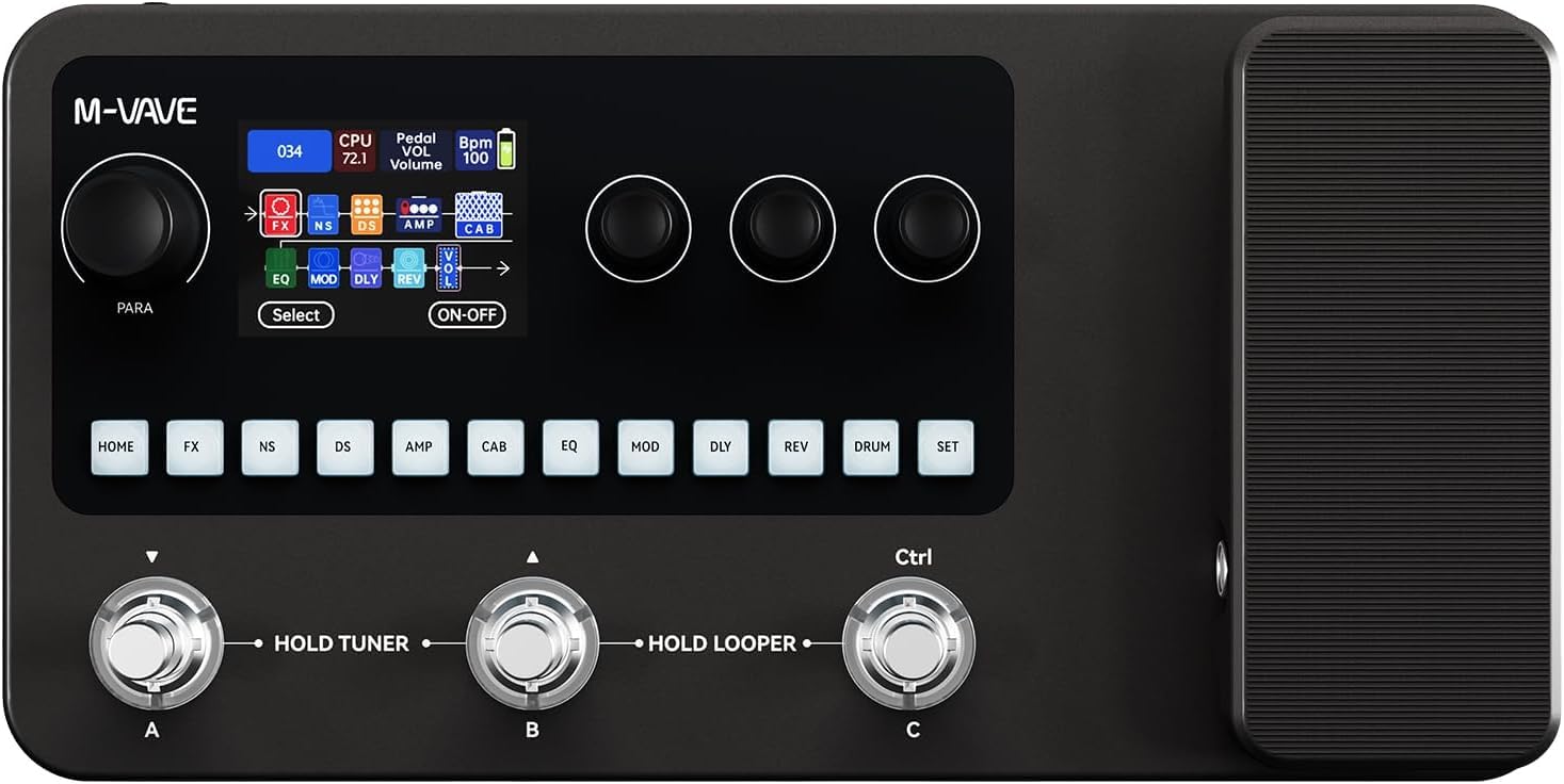 M-VAVE MK-20 Guitar Multi Effects Processor with 320+ Effects, 120 Amp Models, 100 Cab Sims, Looper, Drum Machine, Bluetooth & USB Audio Interface for Electric Guitar Bass-image-39