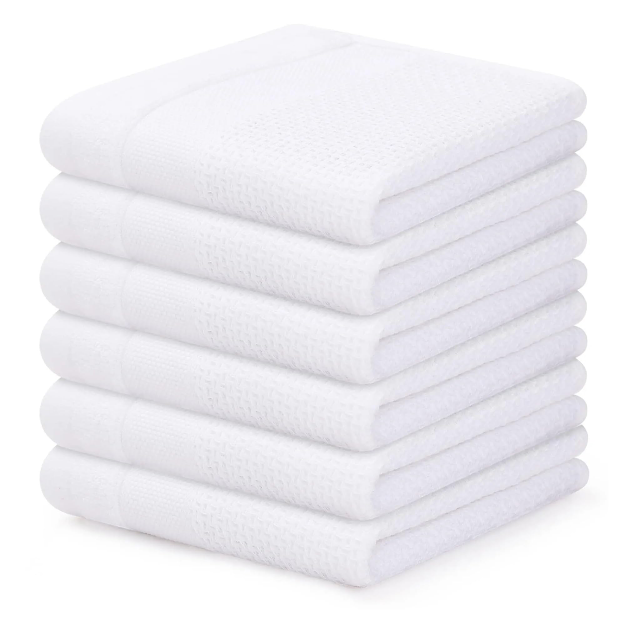 Jobaojiang Kitchen Cotton Towels Honeycomb Cotton Dish Cloths Reusable Absorbent Household Washable Cleaning Cloths(White)