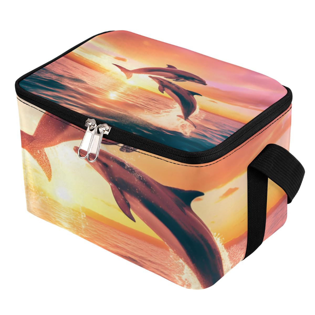 GzLeyigou Lunch Bags for Women Men 9 Cans,Aquatic Animal Dolphin Hot & Cold Food Delivery Bag Insulated Grocery Bag Insulated Lunch Box Beach Dolphins Cooler Bag for Office Work Picnic Beach