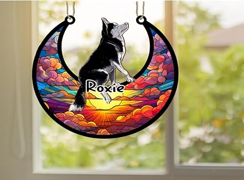 Vista 359 de LOVELYPOD Adorno de Navidad personalizado de perro pastor alemán, atrapasoles conmemorativo, adorno de Navidad de pastor alemán con nombre, pérdida