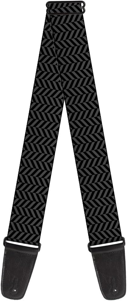 Buckle-Down Guitar Strap Herringbone Black Gray 2 Inches Wide