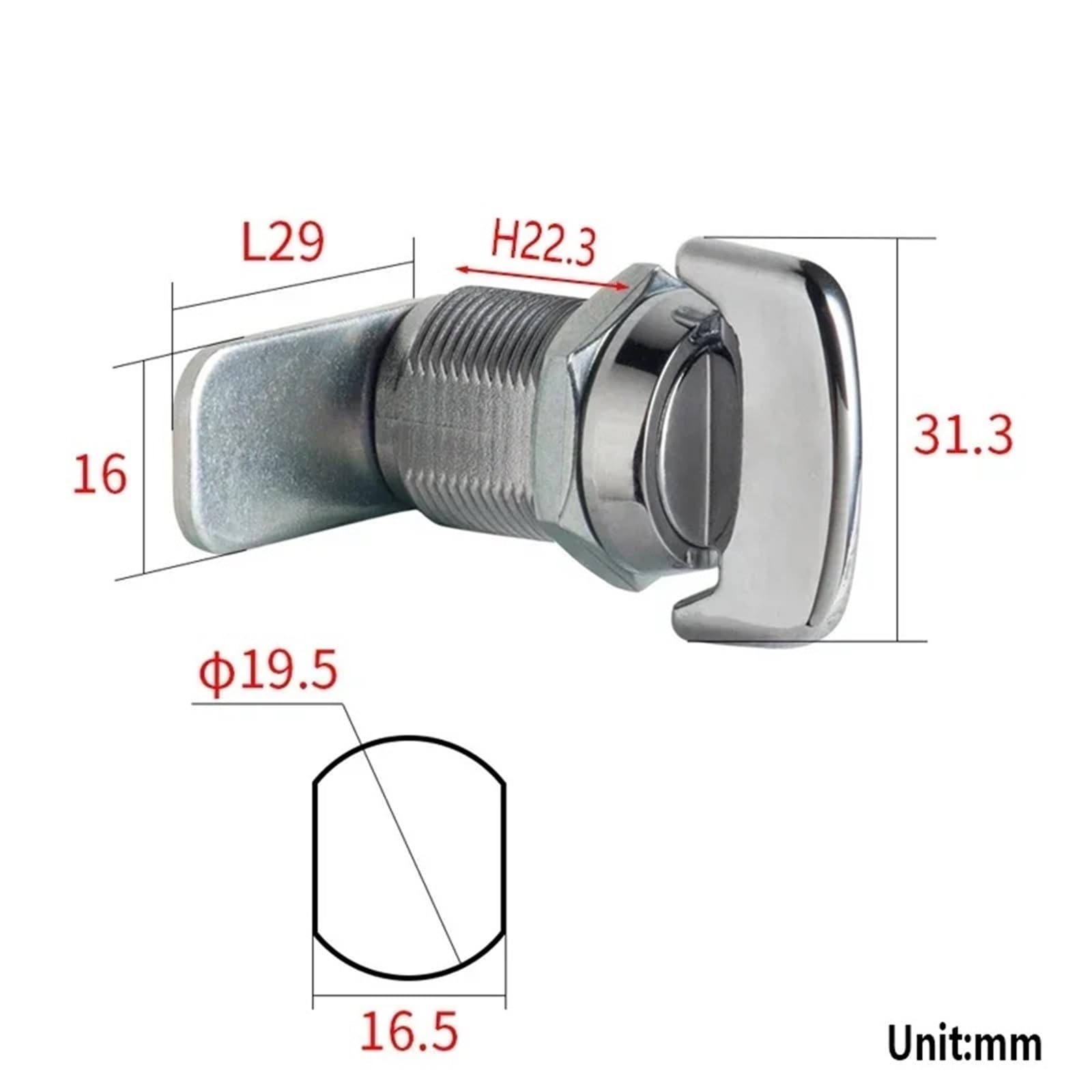 Keyless Handle Cabinet Cam Lock for Box Cupboard Locker MMS477 1Pcs(MMS477-1)