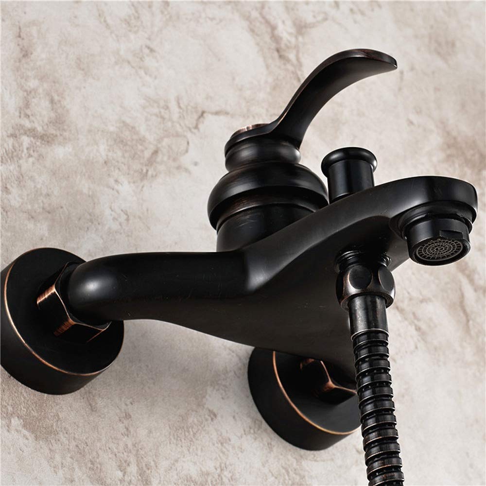 Grifo Mezclador Todo Bronce Ducha Simple Estilo Europeo Dibujo Antiguo baño Bronce Negro Tomar una Ducha Grifo Ducha Traje (tamaño: B)