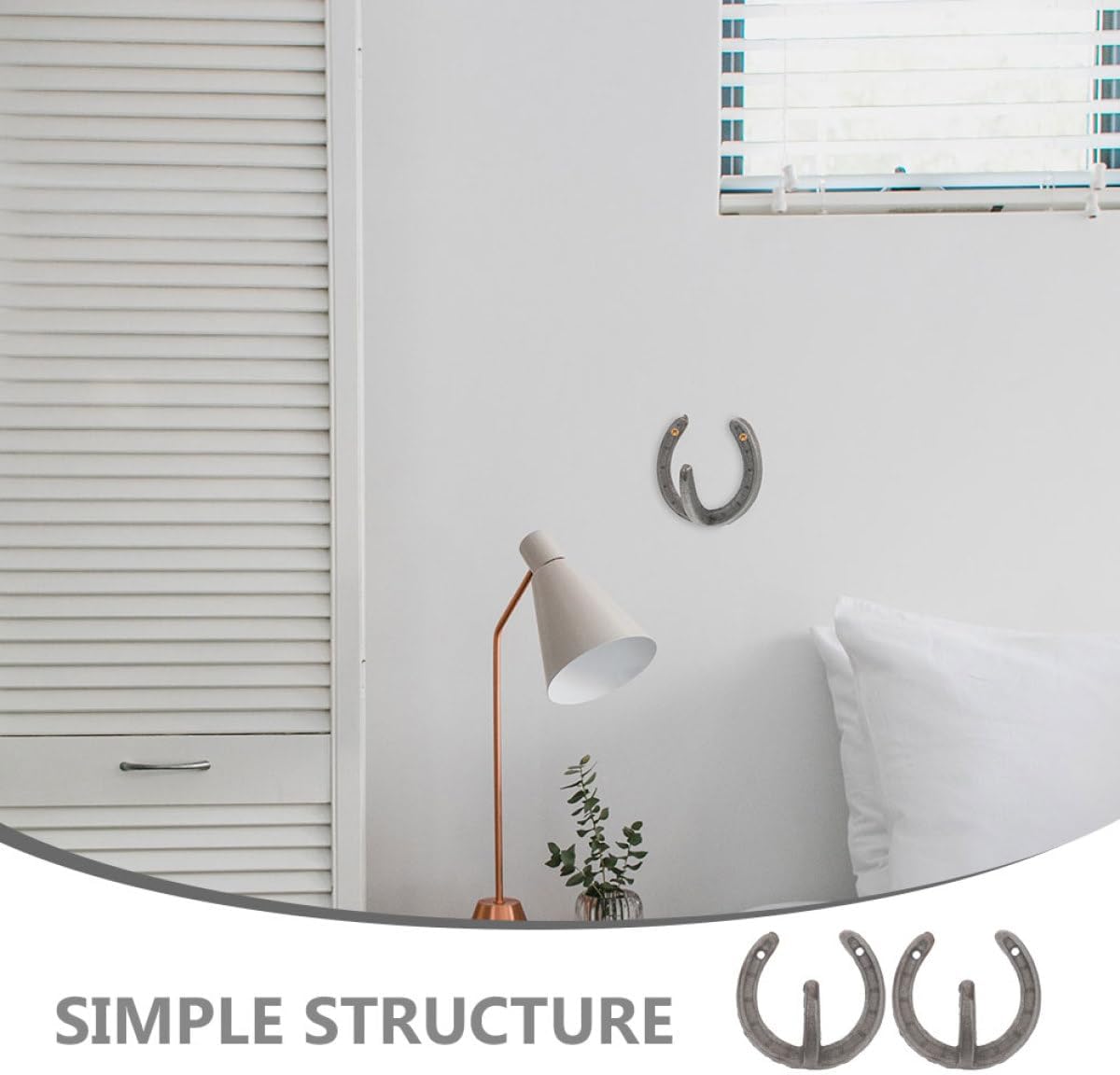 3pcs Cast Iron Horseshoe Wall Hooks Decorative Storage Holder Hangers Gray Metal Utility Hooks for Entryway Coat Rack Organizer