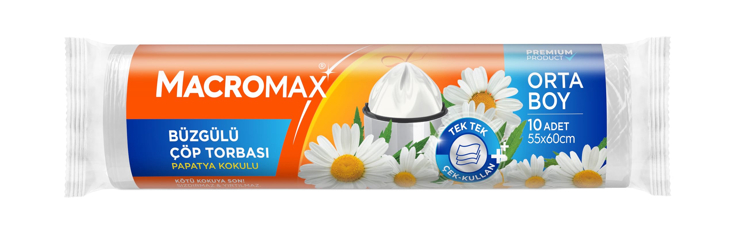 Macromax Büzgülü Papatya Çöp Torbası Orta Boy 10'lu
