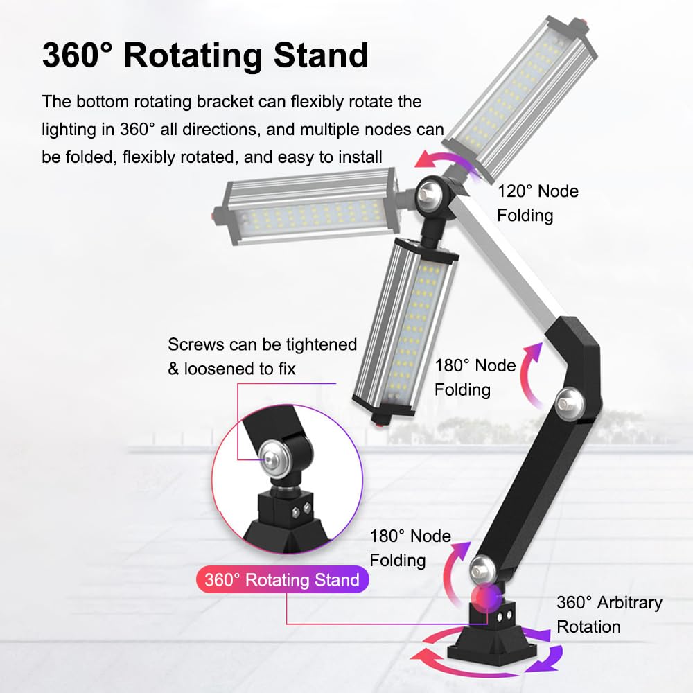 Światło Robocze Maszyny LED, Regulowane Długie Ramię CNC Światło Maszyny, IP65 Wodoodporna Lampa Przemysłowa Ze Stopu Aluminium dla Stołu Wiertarki Tokarki CNC(Size: 32W,Kolor:110~220V)