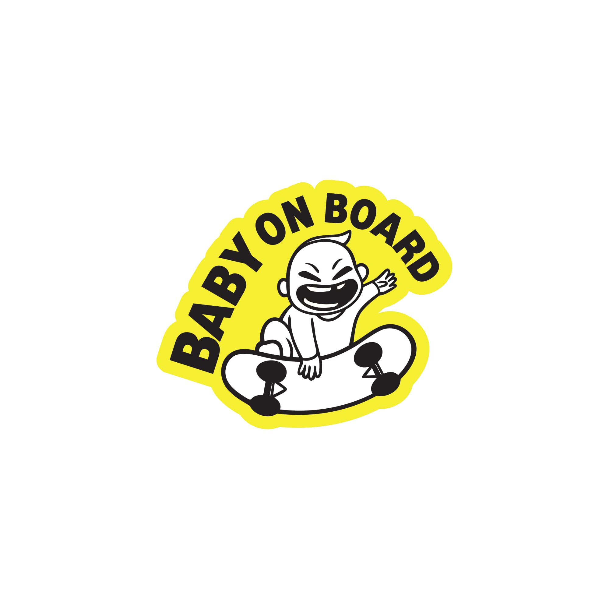 Autocollant Baby on Board jaune et noir de 14 cm en diamant