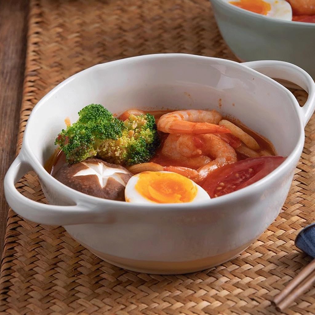 Tazones de sopa de cerámica de Doble oreja, tazón de fideos de cerámica para El hogar, frutero, ensaladera, tazones para cocina (1)