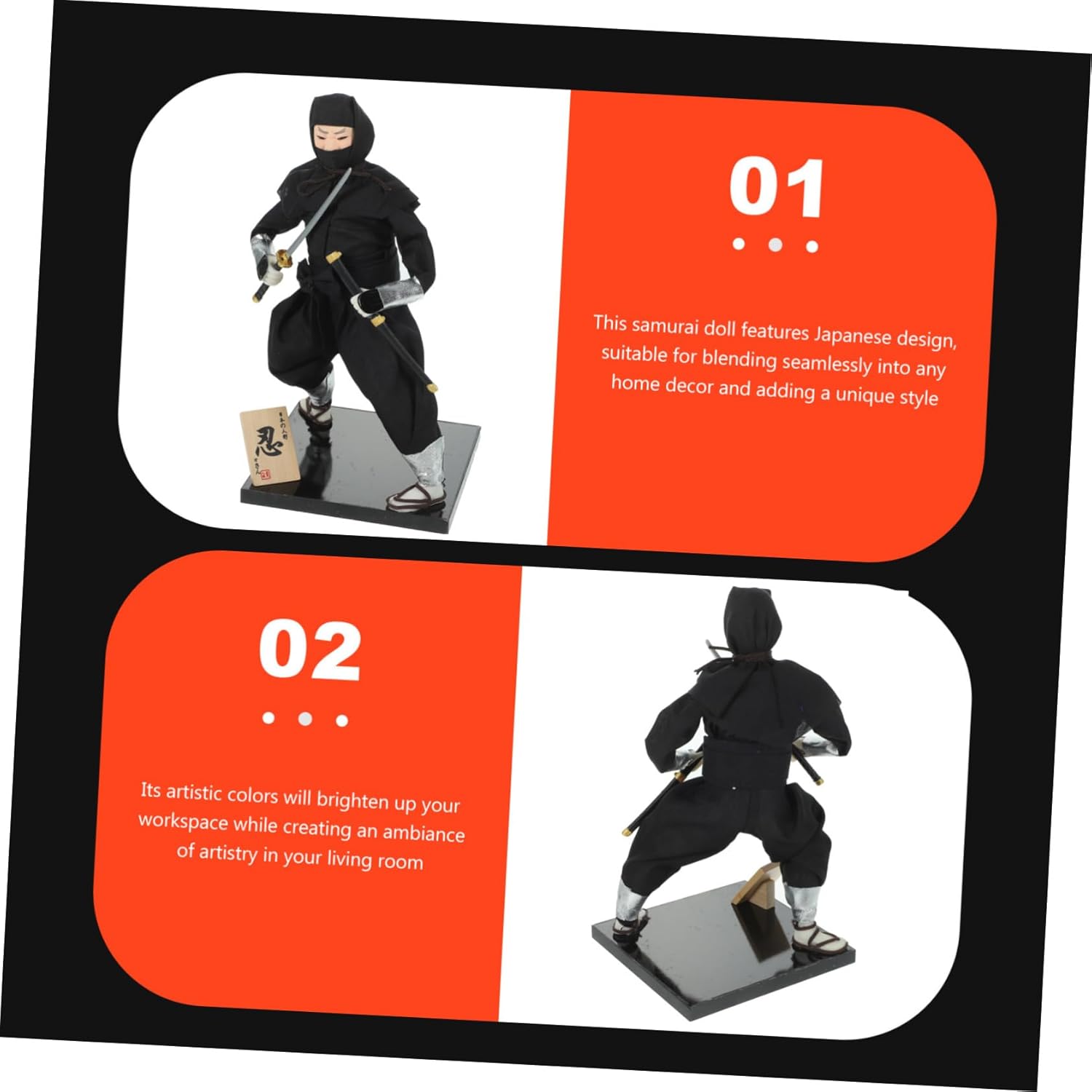 SUPVOX Japanese Ninja Doll Desktop Decor Traditional Art Craft Safe Material Compact Design Home Decorations