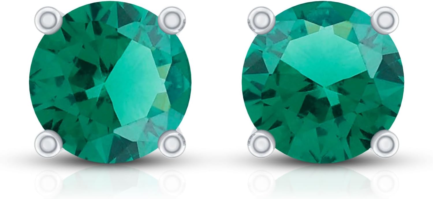 Certified 0.5 Carat Lab Grown Emerald Stud Earrings in Silver, Aaaa Quality, Emerald Screw Back Earrings - Ready To Gift - Image 7