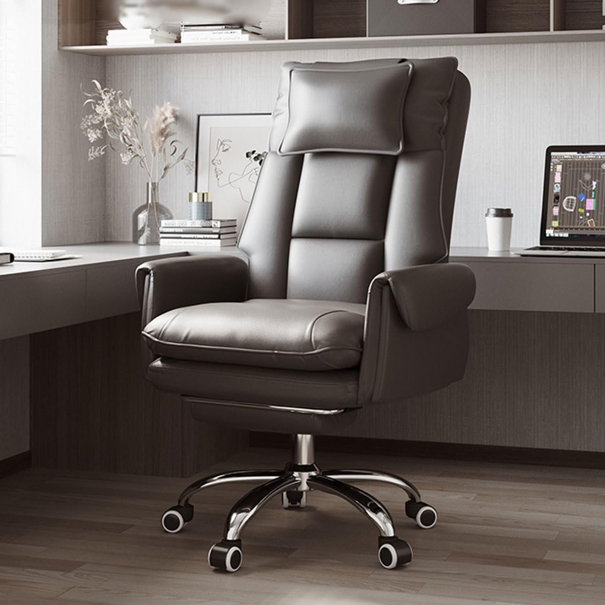 NZPOST Executive Chair Leather Office Chair with Arms Height Adjustable Swivel Home Office Chair for Studying,Ergonomic Computer Chair
