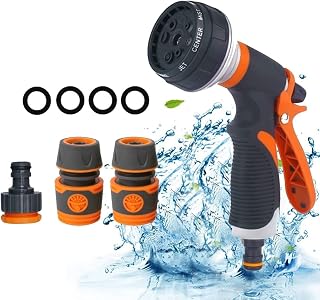 Garden Hose Pipe Spray Gun 8 Adjustable Patterns High Pressure Spray Nozzle Anti-Slip Ergonomic Design for Plants & Lawns Watering, Car Washing, Shower Pets