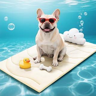 Babygreat Dog Cooling Mat 36x23 Medium - Reversible Arc-Chill Self-Cooling Pad for Dogs & Cats, Thick Washable Summer Relief (Beige)