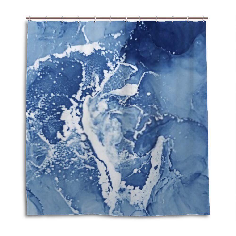 Rideau de douche moderne bleu et blanc CHEHONG pour une décoration de salle de bain relaxante