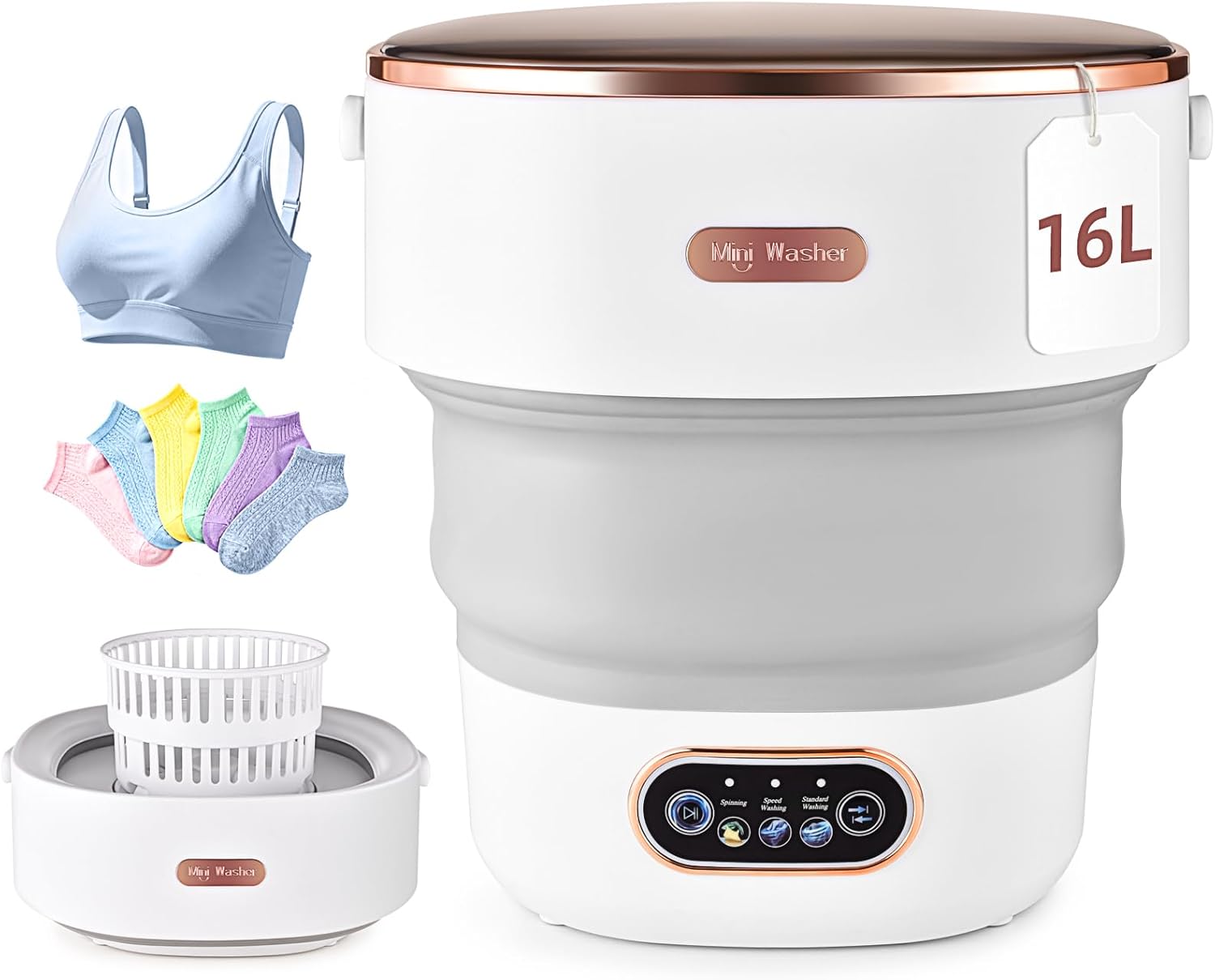 Mini Portable Washing Machine Travel, Portable Foldable Mini Washing Machine for Apartments Dorms Camping Travel Laundry with Spin Baby Clothes