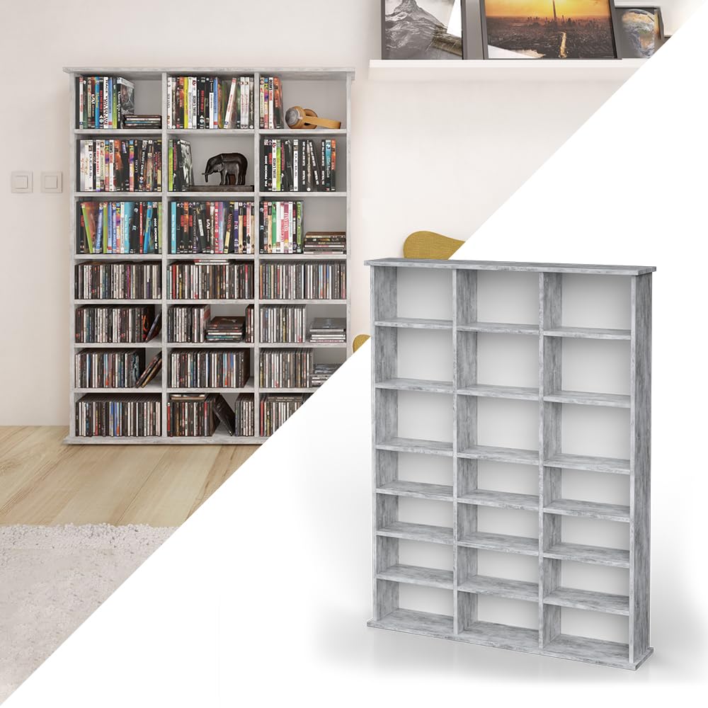 Vicco Cd-Regal Jukebox, Beton, 105.4 x 136 cm | für stehende oder wandmontierte Nutzung geeignet