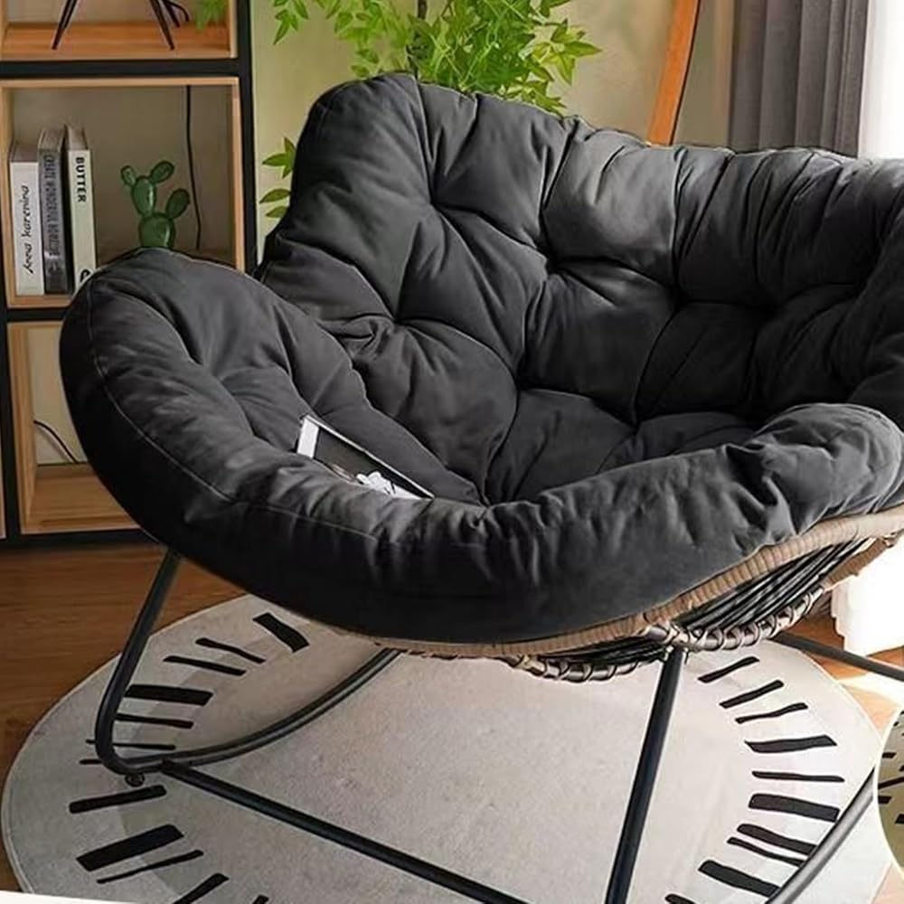 Chaise œuf rembourrée au mouvement de bascule fluide et ergonomique