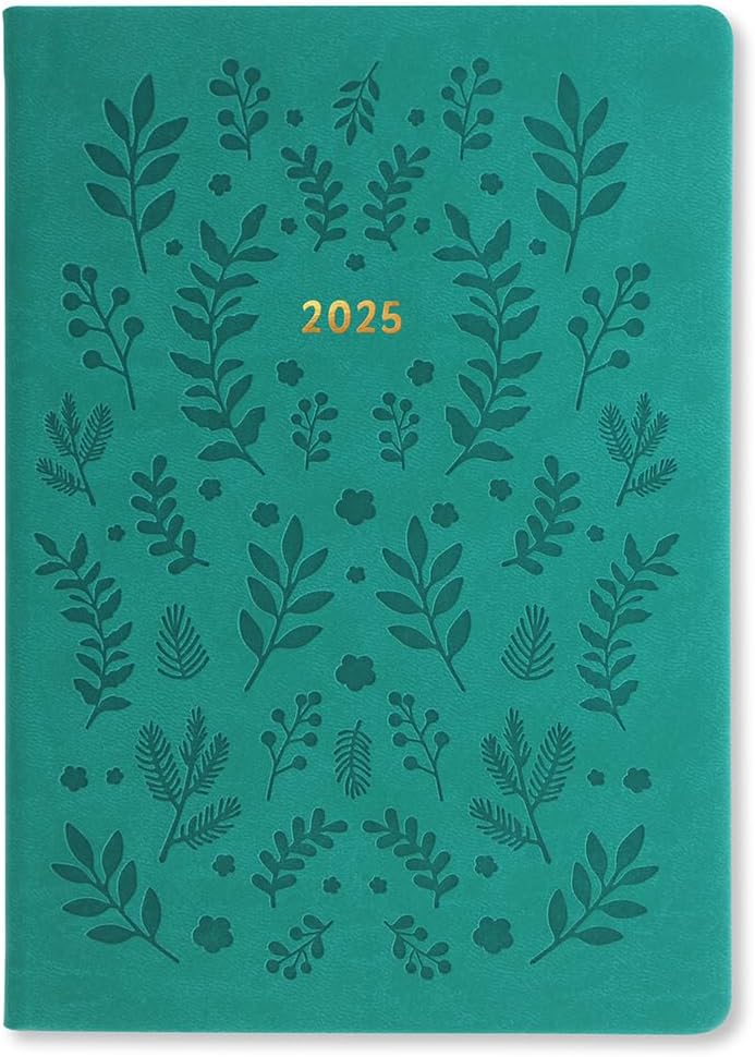 Letts of London Woodland A5 week to view 2025 diary - green