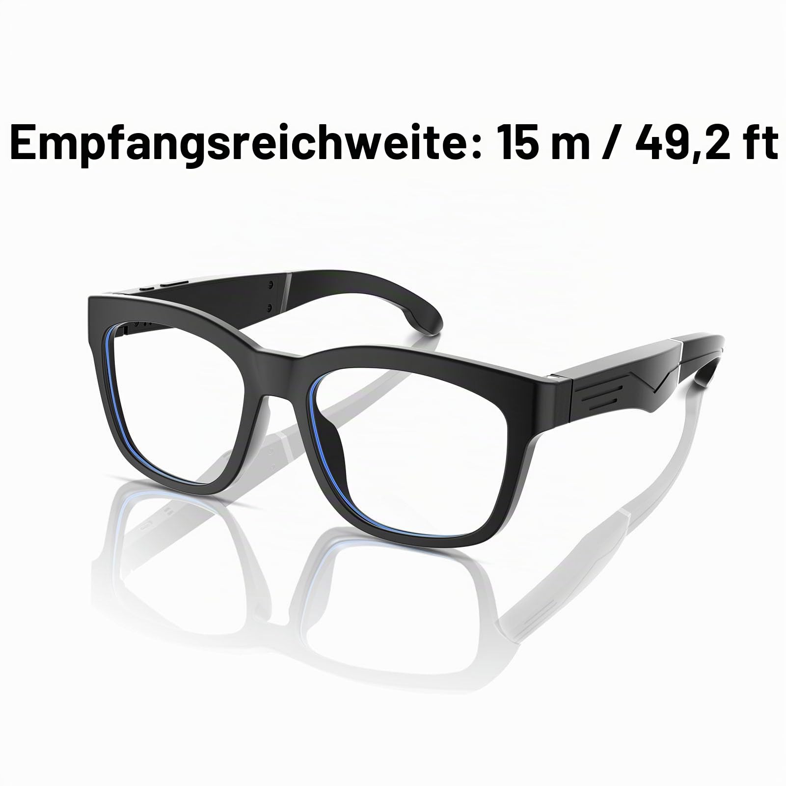 Intelligente Brille mit Eingebauten Mikrofonlautsprechern, TWS-Bluetooth-Headset-Brille, Open-Ear-Musik, Touch-Steuerung, Lange Standby-Anti-Blue-Blocking-Brille für Damen und