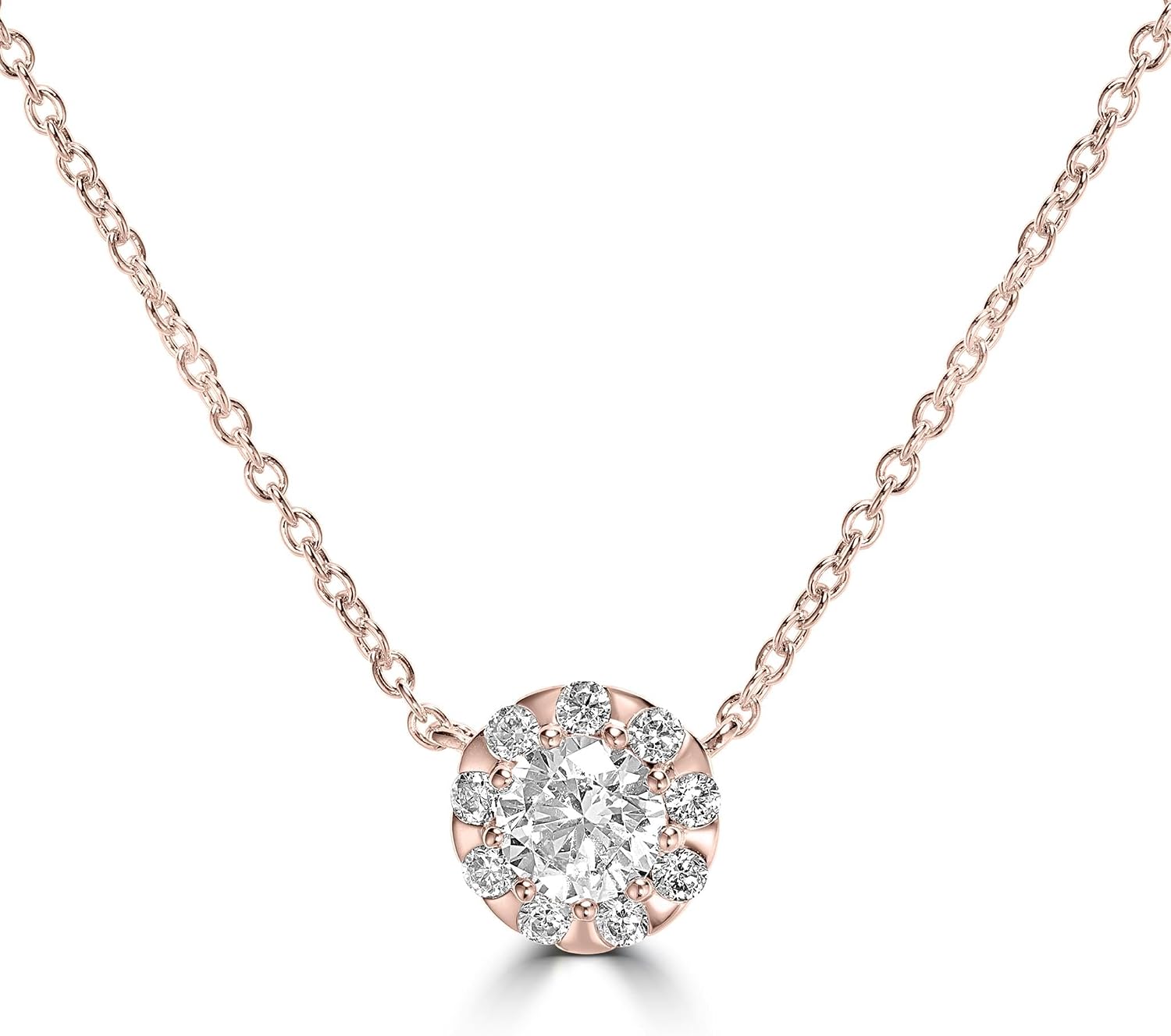 Kathy Levine Sterling Silver Cubic Zirconia Halo Necklace, 18 to 20 Inches