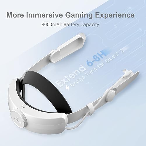 Vista 2 de BINBOK VR Correa para la cabeza con batería para Oculus Quest 2 correa de élite ajustable de 8000 mAh compatible con Oculus Quest 2 accesorios