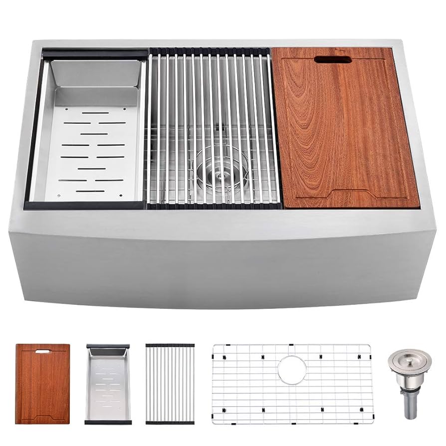 33 Inch Stainless Steel Farmhouse Sink Workstation-Bokaiya