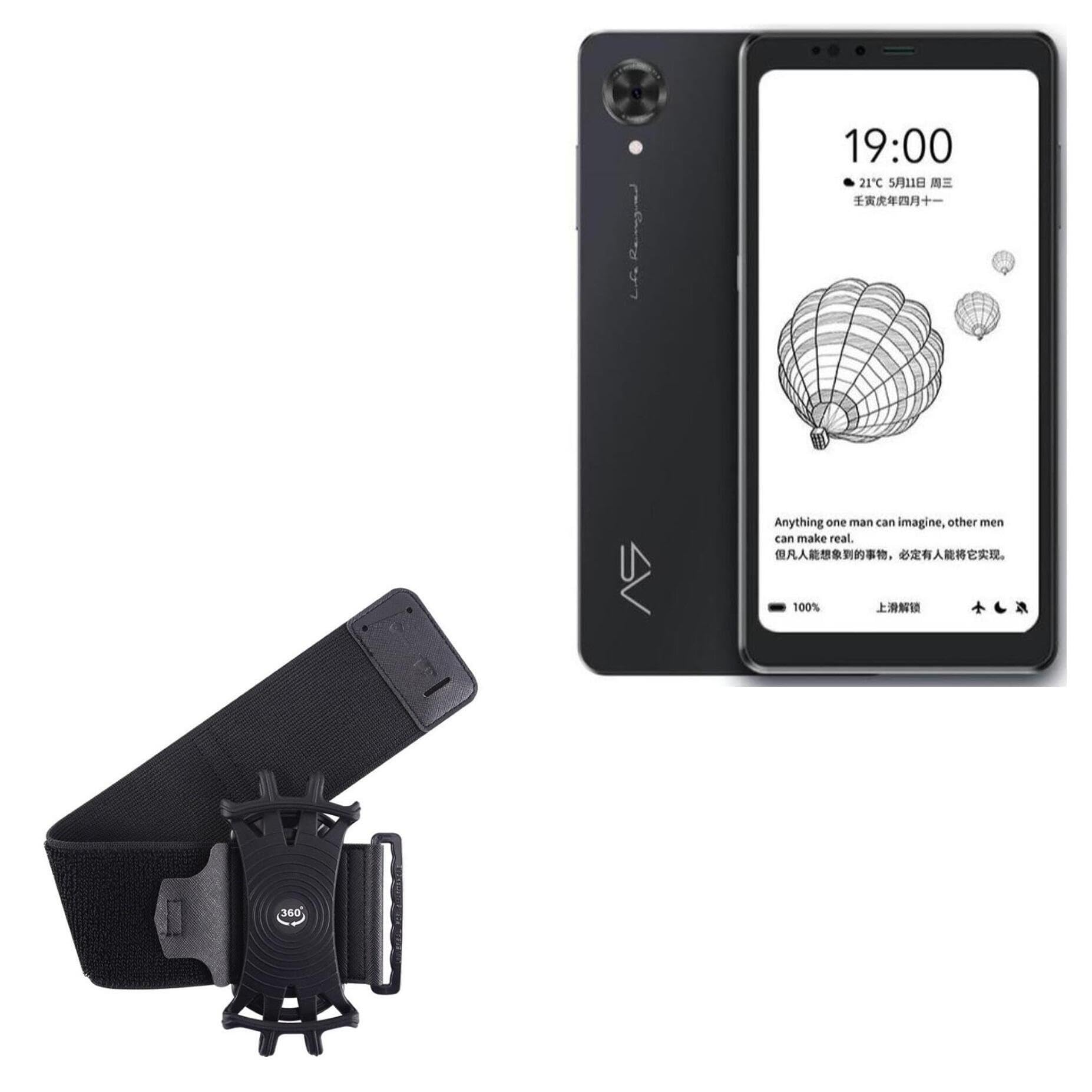 BoxWave Holster Compatible with HiSense A9 Smartphone (6.1 in) - ActiveStretch Sport Armband, Adjustable Armband for Workout and Running - Jet Black