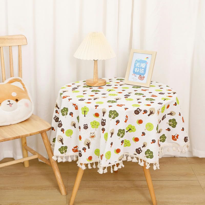 Nappe ronde pour petite table à manger protégeant le bois avec motif Little Mushroom