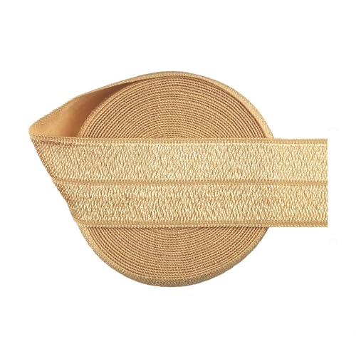 Bristlegrass Old Gold 2 Yard 3/4 Inch FOE Fold Over Elastic Spandex Satin Band Lace Dress DIY Sewing Trim Craft Solid Color Ribbon Sewing lace Old Gold（2Yard 3/4")