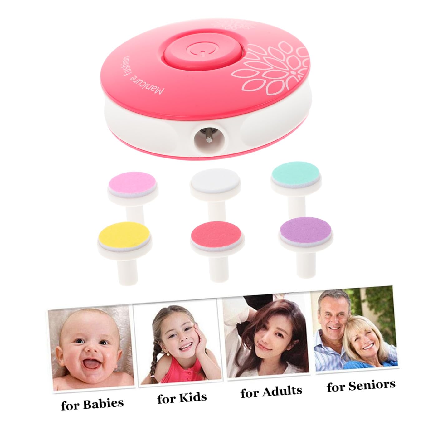 BESTonZON 3piezas Cortaúñas Eléctrico Para Bebés y Adultos Diseño Ergonómico Silencioso y Portátil Cabezas De Pulido y Baterías Para Manicura y Pedicura