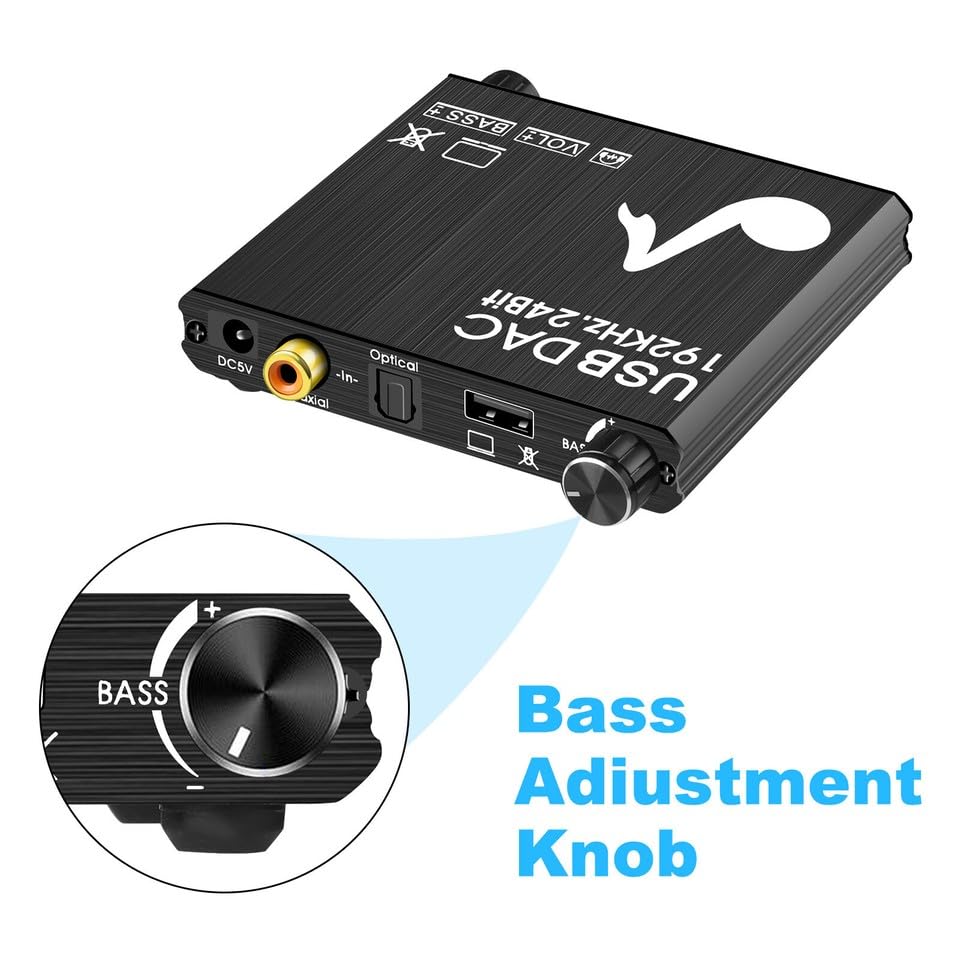 Optical Digital to Analog Audio Converter DAC 192KHz CoFit for Axial RCA USB Sound Car