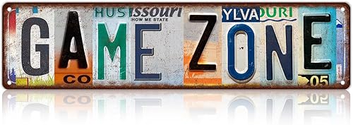 Letreros de Calle de Metal de Hojalata Vintage para Decoración de Pared Zona de Juegos 16 x 4 Pulgadas