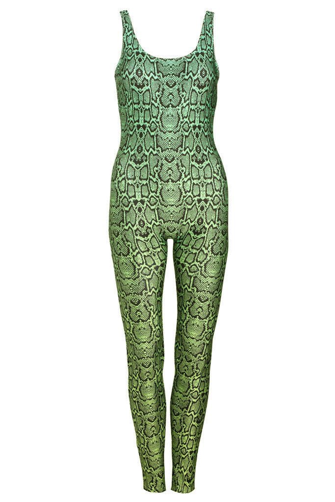 Minga London Snake Green Unitard Jumpsuit Catsuit Top Playsuit