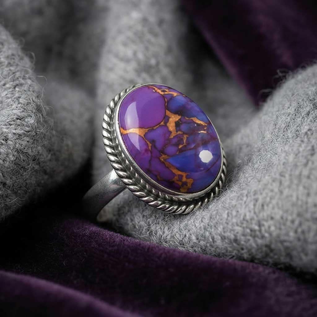 JEWELOPORIUM Chunky Natural Gemstone Ring For Women Amber, Labradorite, Turquoise, Rose Quartz Oval Boho 925 Sterling Silver Plated Handmade Jewelry