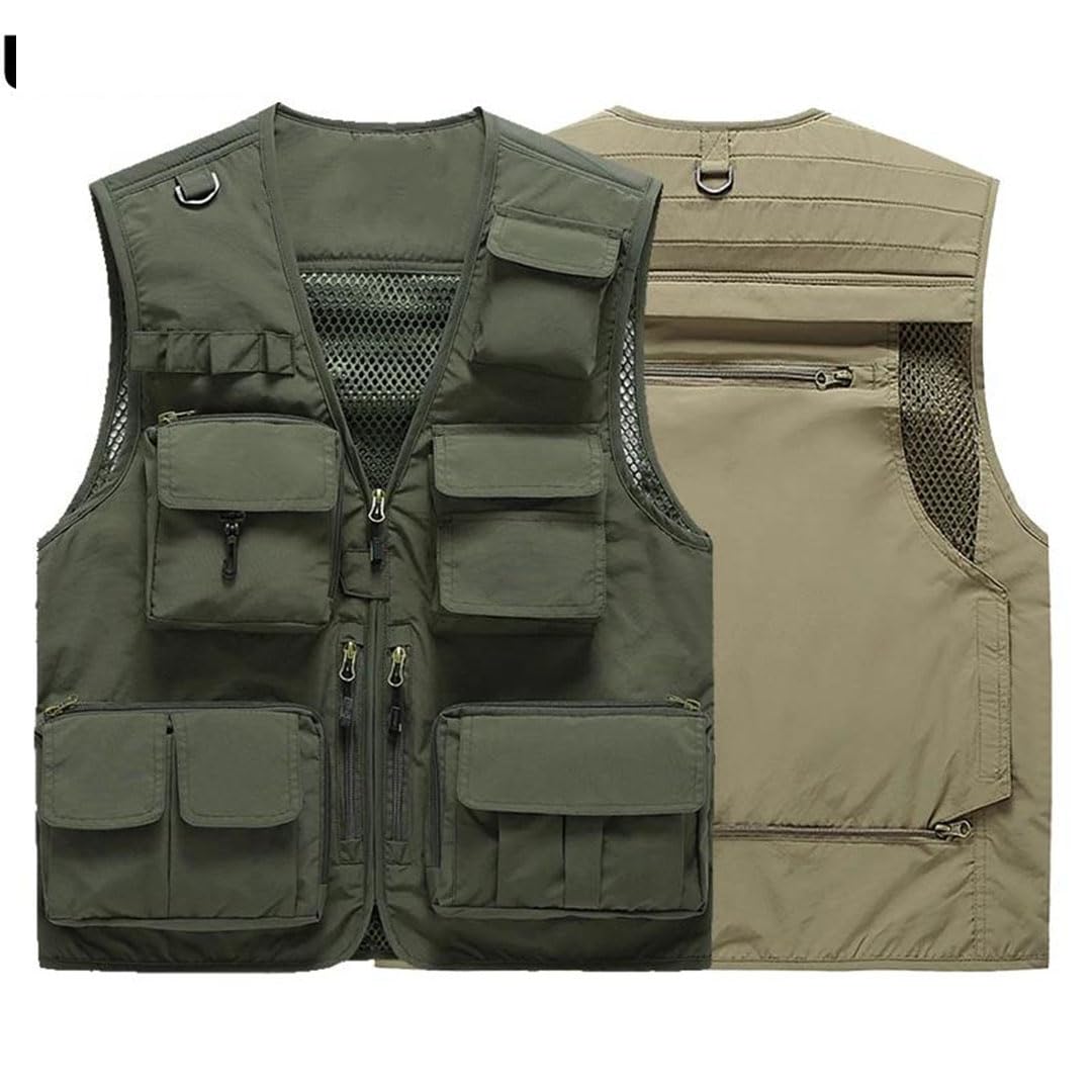 Gilet tactique US pour la randonnée et la pêche - Gilet de photographe en maille sans manches pour homme