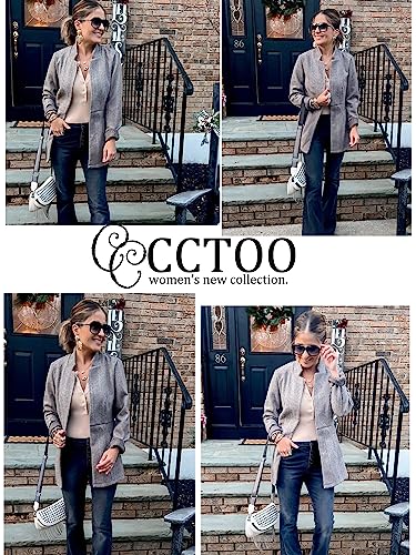 CCTOO Women's Coffee Medium Open Front Blazer - The Perfect Casual Trench Coat - Image 2