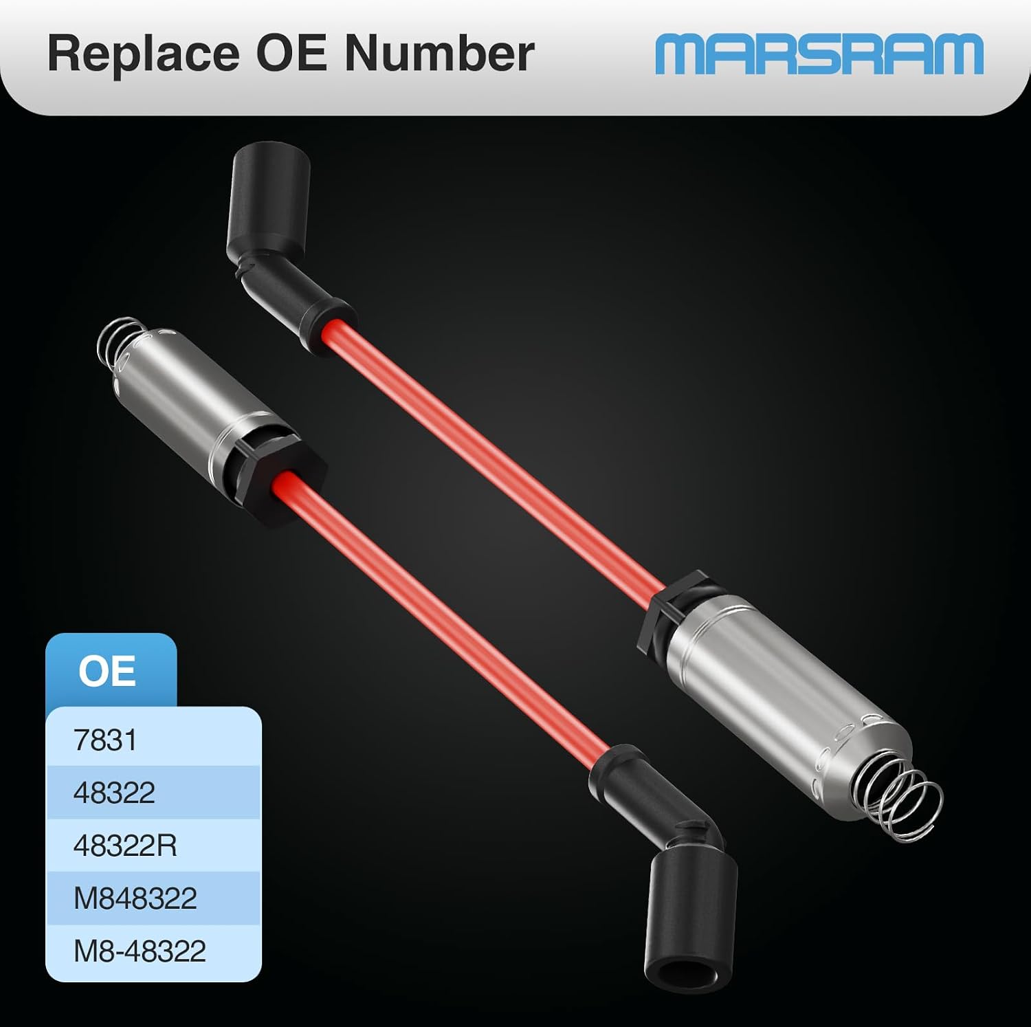 Marsram Spark Plug Wires 48322R Compatible for 1999-2019 Chevy Chevrolet GMC Cadillac Silverado Avalanche Suburban Tahoe Sierra Yukon 2003 2004 2005 2006 2007 2008 2009 2010 V8 Engine (8 PCS) straight