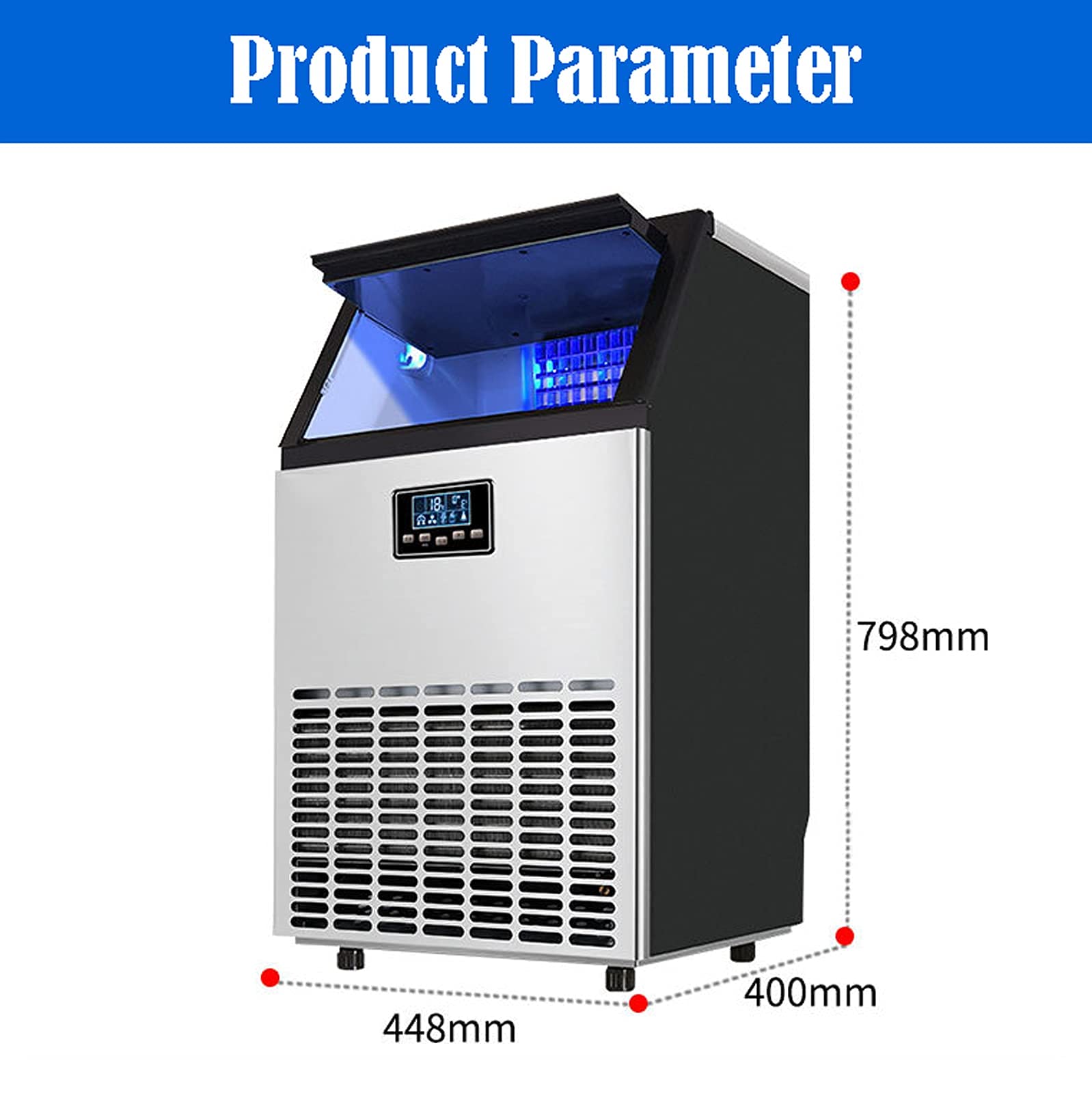 Ice Maker Machine For Countertop, Portable Ice Cube Maker, Self-Cleaning LED Display Low Noise - Ideal For Home Kitchen Office Restaurant Bar Coffee Shop (A 68 Kg) (A 68 Kg (A 68 Kg) (C 80 Kg) on Fridge.com - View 3