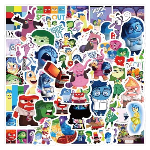 60PCS Inside Out Sticker Set, Waterproof Vinyl Decals, Anime Character Collection for Laptop, Water Bottle Gifts Birthday Decorations (Purple)