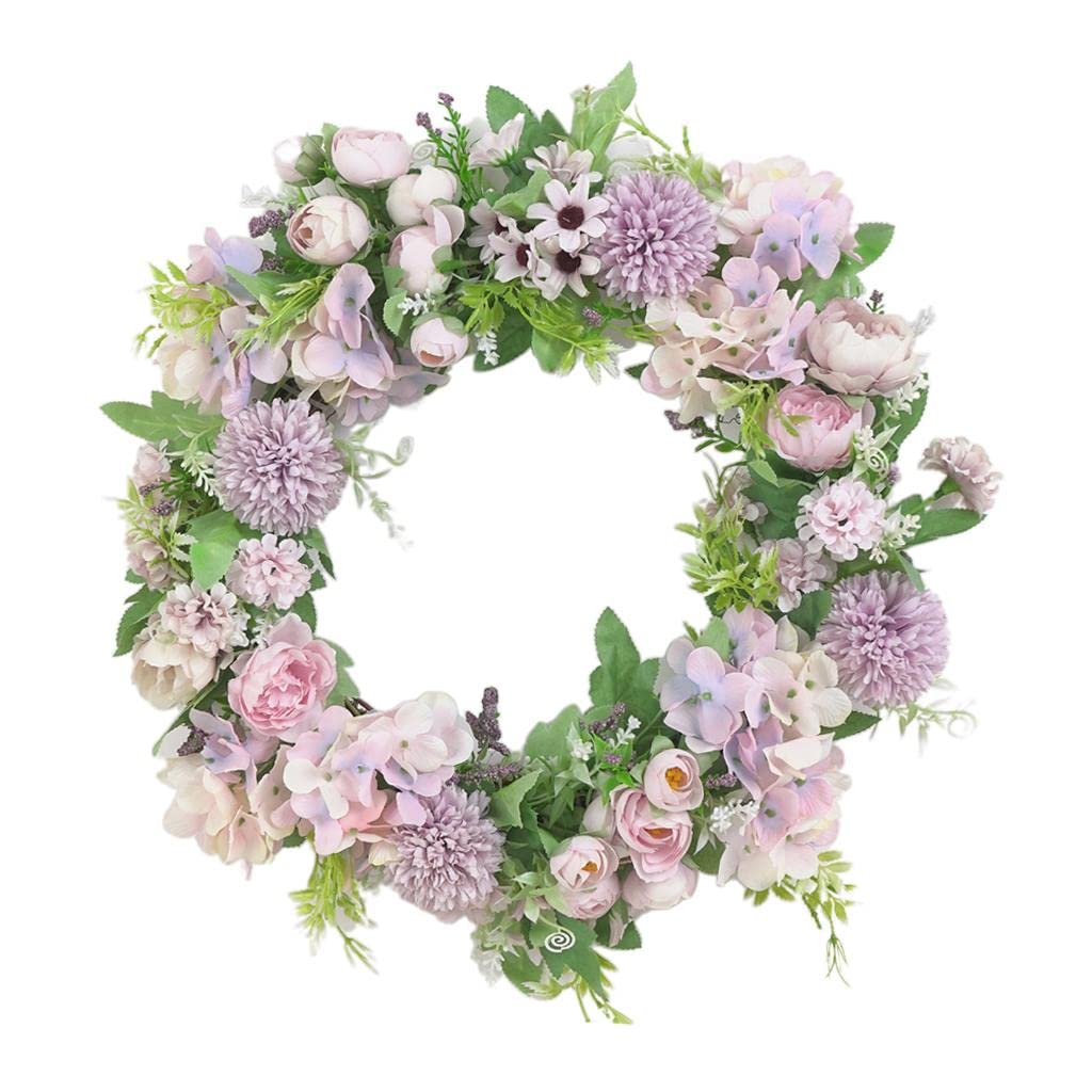 Colcolo 40cm Blumenkranz, Seidenblumen Kunstblumen Türkranz Wandkranz Dekoration für Zuhause, Hochzeit, Party - Hell Lila